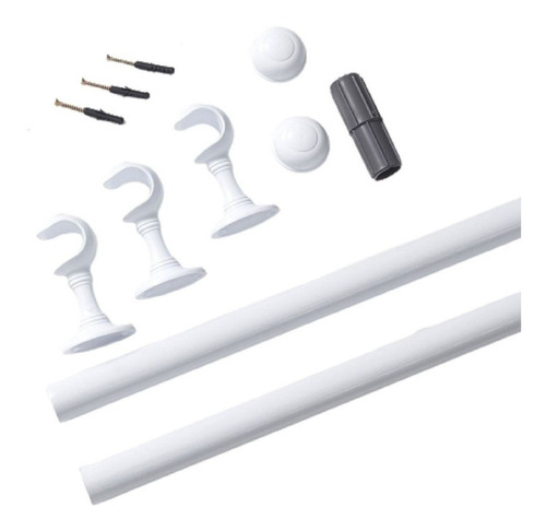 Kit Varão 2,50 Metros Simples 28mm Mais Grosso Cores Varias Cor Branco