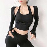 Ropa De Yoga Deportiva Manga Larga 2 En 1 Con Copa Premium