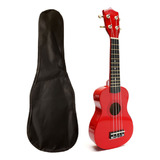 Femmto Instrumentos Musicales Uk01-21 Ukelele De Madera Soprano Con Funda Manual Y Lecciones Color Rojo