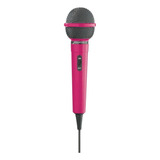 Micrófono Alámbrico Unidireccional Con Adaptador Color Rosa