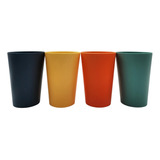Pack 4 Vasos Plásticos De Colores Reutilizables Para Fiestas