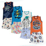 Kit 4 Pijamas Menino Menina Infantil Juvenil Verão Atacado