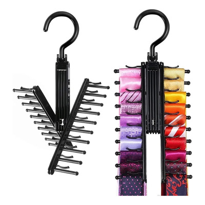 Organizador De Corbatas Movible Rack Gancho Porta Cinturones Negro