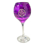 Cálice Roxo Para Altar 20 Cm Pentagrama Em Vidro 400 Ml