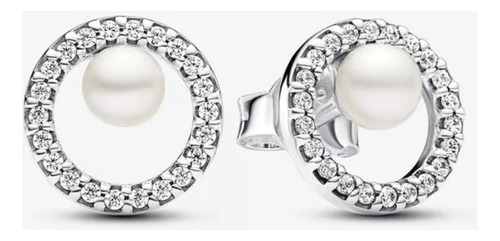 Pandora Aretes Perla Cultivada Halo Brillante  Y Pave