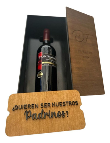 Caja Para Vino Mdf Texto Personalizado Y Grabado Laser Press