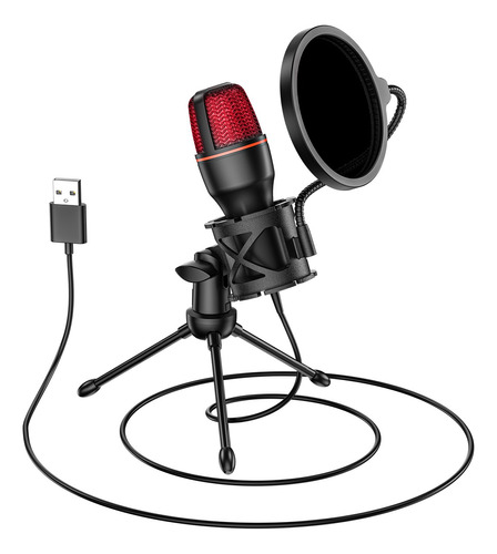 Micrófono Condensador Usb Cardioide Para Podcast Pc Gamer