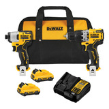 Kit Taladro Percutor Y Atornillador 12v  Dewalt Dck225f2-b2 Color Amarillo