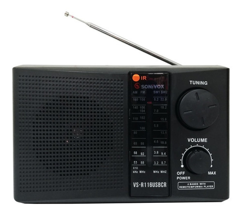 Radio Portátil Usb 4 Bandas Corriente 110v Sonivox Vs R116 