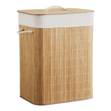 Cesto Bambu Com Forro Para Lavanderia/banheiro Roupas Sujas