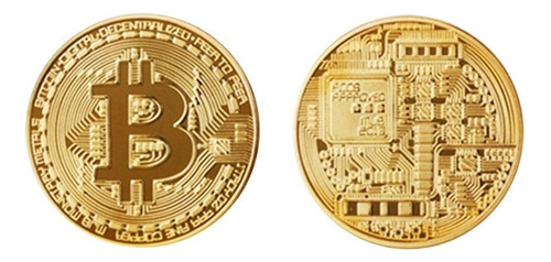 Moneda Bitcoin Alta Calidad Blockhain Dorado Plateado Lujo