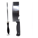 Cuchilla Achuela Hacha De Cocina 25 Cm Acero Inox + Chaira