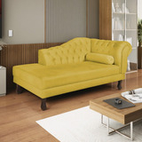 Diva Recamier Dora 130cm Lado Esquerdo Suede Amarelo Gh