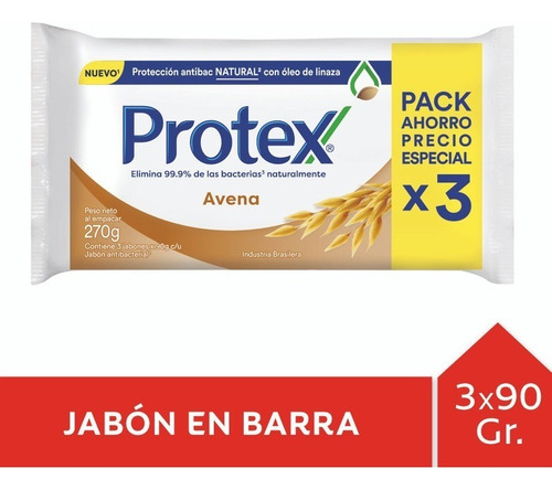 Pack X3 Jabón Antibacterial En Barra Protex Avena - 270gr