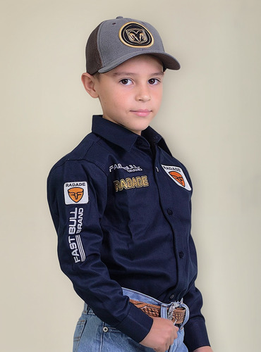 Camisa Country Infantil Bordada Cowboy Rodeio Brand Radade