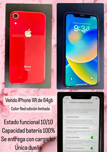 iPhone XR 64 Gb. Color Red Edición Limitada