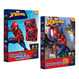 Kit Jogo Da Memoria+quebra Cabeça Homem Aranha Infantil