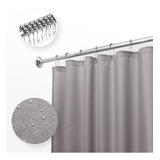 Cortina De Baño Tela Antihongo 214cm X 183cm Impermeable Color Gris Liso