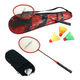 Juego De Badminton 2 Raquetas 3 Plumas Red Y Bolso Traslado