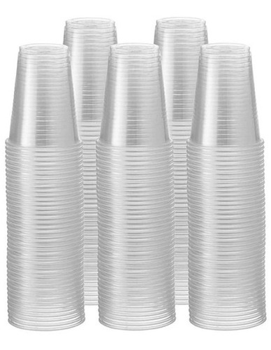 100 Vasos Plastico Reciclable Transparente 350 Cc (12 Oz )