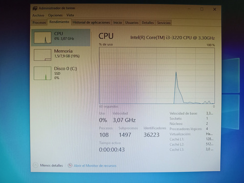 Computador Intel Core I3 Con 8 Gb Ram Y 500 Ssd