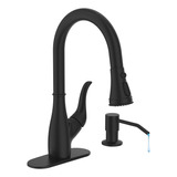 Casavilla Grifo De Cocina Negro Con Dispensador De Jabon, Gr