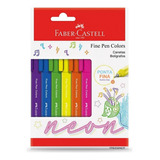 Kit Caneta Fine Pen Neon Faber Castell Com 6 Cores Neon Cor Da Tinta Colorido Cor Do Exterior Colorida