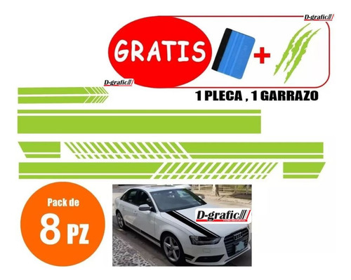 Kit Sticker Franjas Cofre, Lateral, Espejo Auto Camioneta