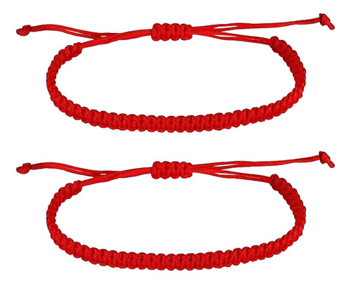 Pack 2 Pulsera Amuleto Proteccion Tejida Roja Ajustable