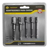 5 Adaptadores Dados Cuadrante 1/2 - 3/8 - 1/4 Extension