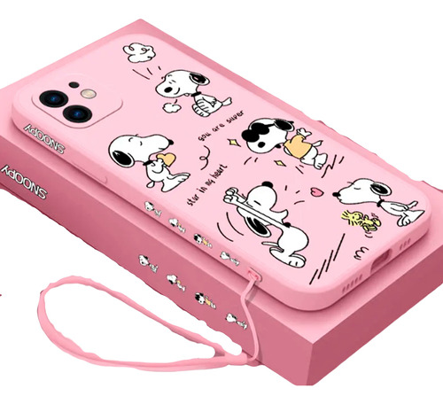 Case Funda Snoopy 6 Peanuts Compatible Con iPhone Rosa Pink