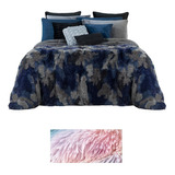 Cobertor Matrimonial Edredón Invernal Luxus Afelpado Color Soldado (gris-azul)
