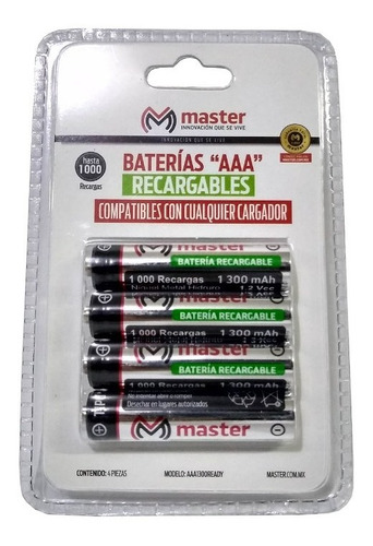 Pilas Recargables Aaa Master 1200mah