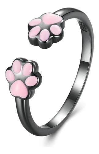 Anillo Huellas Mascota Gato Perro Auténtica Plata S925 