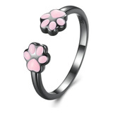 Anillo Huellas Mascota Gato Perro Auténtica Plata S925 