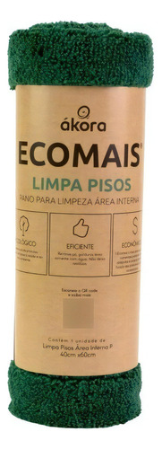 Pano De Chão Microfibra Limpa Pisos Akora Ecomais Econômico Cor Verde