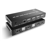 Conmutador Kvm Displayport Dp Usb De 2 Puertos 4k, Usb ...