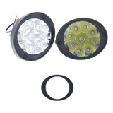 Par Faros 9 Leds Ovalado Auxiliares Base Moto Fija Estrobo