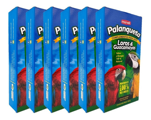 6 Cajas De Palanquetas Para Loro Y Guacamaya 160g