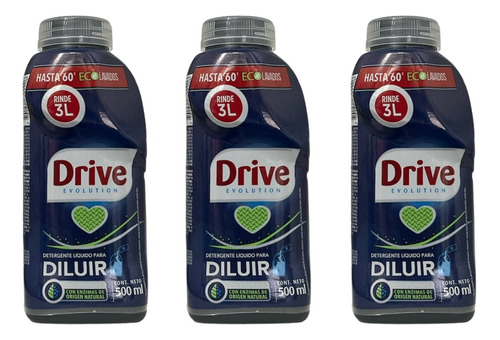 Detergente Drive Pack 3  Rinde 60 Ecolavados Concentrado 