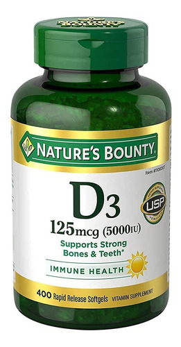 Natures Bounty Vitamina D3 125mcg (5000iu) 400 Softgels