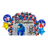 Kit De Decoracion Cumpleaños Globos Metalicos Among Us 79pz 