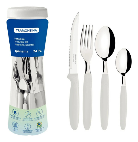 Faqueiro Inox 24pc Ipanema Branco Tramontina 23399891