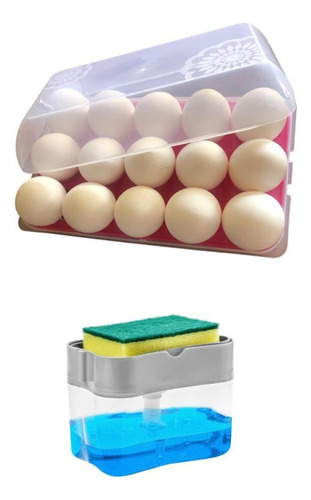 Organizador 15 Huevos Plástico + Dispensador Jabón