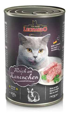 Aliment Leonardo Lata Para Gato Sabor Conejo En Lata De 400g