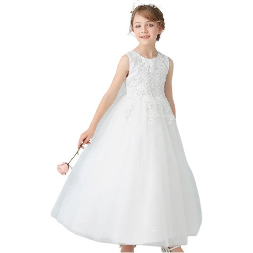 Vestido De Novia Blanco Para Niños Princesa De Flores