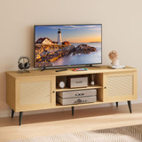 Gizoon Rattan Tv Stand For 55 Inch, Wooden Entertainment Ce.