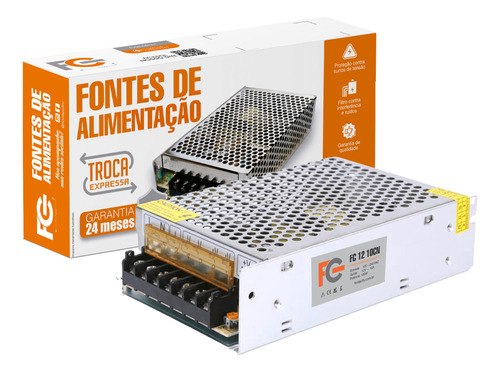 Fonte Colméia Estabilizada 12v 10a 120w Led Câmera Cftv