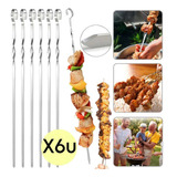 Set X6 Palitos Pinches De Brochette Parrilla Acero Inoxidabl