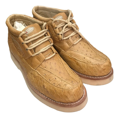 Zapatos En Piel Original De Avestruz Color Amarillo
